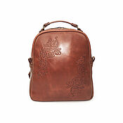 Сумки и аксессуары handmade. Livemaster - original item Backpacks: Backpack women`s leather red brown Alva Mod. R26t-602. Handmade.