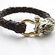 Bracelet braided: Leather bracelet with Wolf. Braided bracelet. MintTiger. Online shopping on My Livemaster.  Фото №2