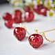 Strawberry earrings-gold-plated long chain earrings, Earrings, Moscow,  Фото №1