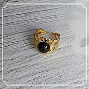 Украшения handmade. Livemaster - original item Ring with black agate in gold. Handmade.