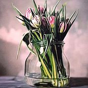 Картины и панно handmade. Livemaster - original item Picture: Tulip silk.. Handmade.