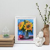 Картины и панно handmade. Livemaster - original item Oil painting Sunflowers in a vase! yellow flowers. Handmade.