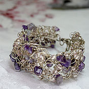 Украшения handmade. Livemaster - original item Silver-plated wire bracelet with amethysts. Handmade.