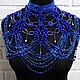 Blue large shoulder necklace Big navy beaded bib, Necklace, Moscow,  Фото №1