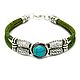 Eco green bracelet with turquoise wood handmade B0134g, Bead bracelet, Moscow,  Фото №1