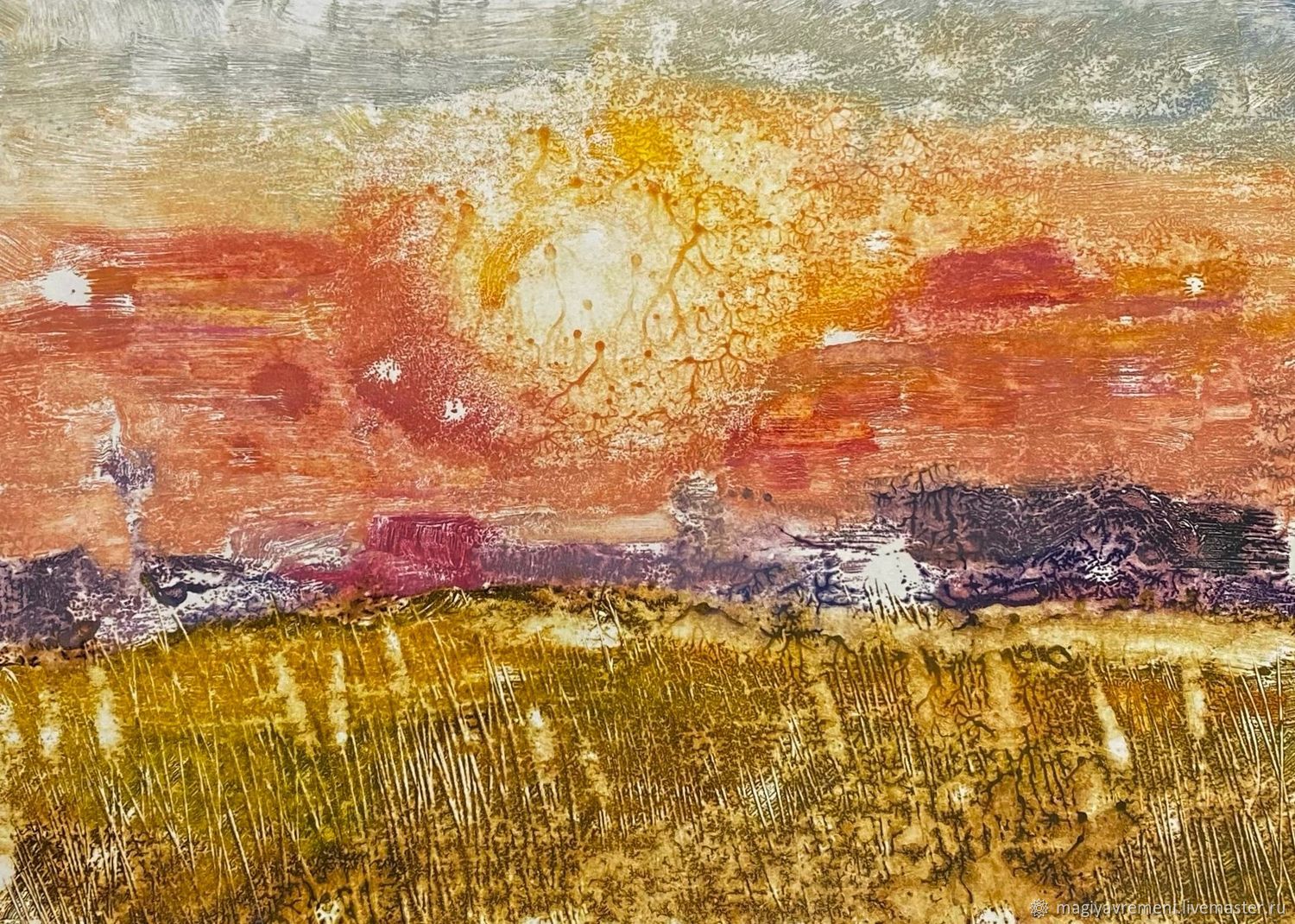 Солнечная картина маслом "Закат", графика в интернет-магазине Ярмарка ...
