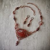 Украшения handmade. Livemaster - original item Necklace with red jasper wire wrap. Handmade.