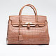 Roomy women's bag made of caramel-colored crocodile leather, Classic Bag, St. Petersburg,  Фото №1