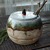 Посуда handmade. Livemaster - original item Sugar bowl: Sugar bowl bullfinch. Handmade.