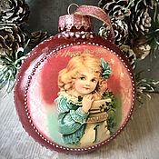 Сувениры и подарки handmade. Livemaster - original item New Year`s souvenirs: hemispherical hand-decorated ball 12 cm. Handmade.