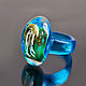 Glass ring 'Portrait of a jellyfish in blue' size 17. Rings. Anna Ivanova. Lampwork jewelry. My Livemaster. Фото №4