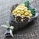 Brooch knitted Bouquet-boutonniere Mimosa 1, Brooches, Moscow,  Фото №1