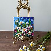 Картины и панно handmade. Livemaster - original item Oil painting of Chamomile! miniature, flowers.. Handmade.