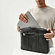 Кожаная сумка для документов EASYHOLDER BLACK GRAIN. Классическая сумка. Monomount. Интернет-магазин Ярмарка Мастеров.  Фото №2