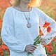 Блуза из льна размер 60,xxl белая крестьянка, Блузки, Новороссийск,  Фото №1