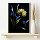 Mini painting with irises. Small paintings with hogweed. Landscape irises, Pictures, Moscow,  Фото №1