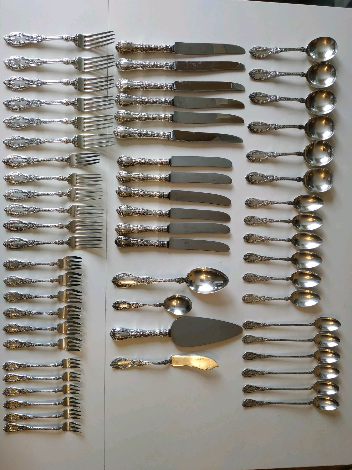 Винтаж: Серебряные вилки, ложки, ножы, серебряный сервиз на 6 персон ...
