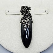 Украшения handmade. Livemaster - original item Silver pendant with black onyx 36h15 mm. Handmade.