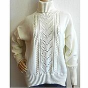 Одежда handmade. Livemaster - original item Sweater with braids Cream. Handmade.