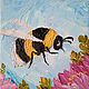 Маленькая картина с пчелой на магните 10х10 маленькие картины, Картины, Москва,  Фото №1