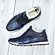 Order Sneakers made of ostrich calf leather, in blue, with fur. SHOES&BAGS. Livemaster. . Sneakers Фото №3