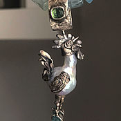 Украшения handmade. Livemaster - original item Paragon Cockerel Pendant. Silver, pearls, aquamarine, tourmalines. Handmade.