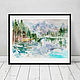 Diptych, paintings with mountains-watercolor paintings, Pictures, Moscow,  Фото №1