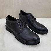 Обувь ручной работы handmade. Livemaster - original item Ostrich leather men`s shoes, dark blue.. Handmade.