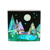 Украшения handmade. Livemaster - original item Brooch Night landscape. Turquoise, mother of pearl, malachite. Handmade.. Handmade.