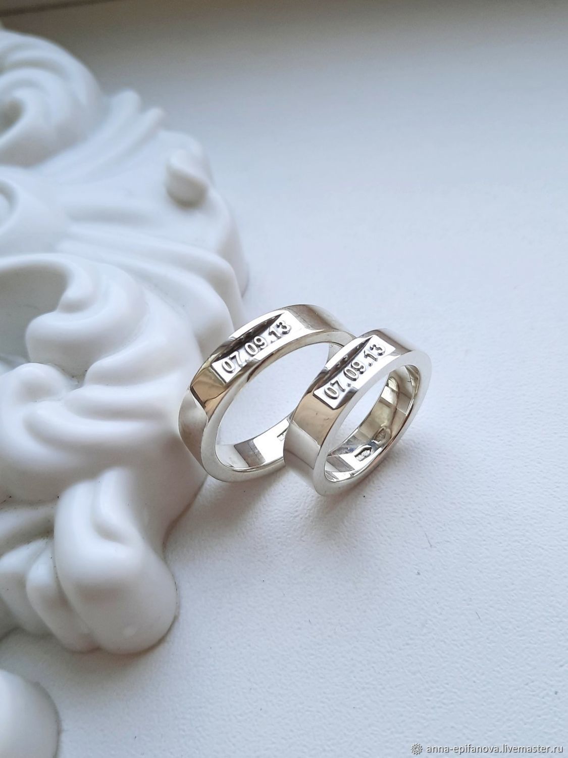Paired wedding rings with wedding date silver (Ob63), Engagement rings, Chelyabinsk,  Фото №1