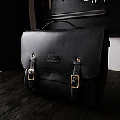 Сумки и аксессуары handmade. Livemaster - original item Men`s messenger bag (size S) black, briefcase over the shoulder. Handmade.