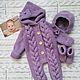 Lilac jumpsuit for girls, Overall for children, Stupino,  Фото №1