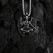 Украшения handmade. Livemaster - original item Winged Baphomet — steel pendant on a chain. Handmade.
