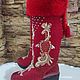 Order Boots embroidered red Firebird. wool gifts. Livemaster. . High Boots Фото №3