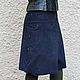 Skirt knee length suede Dark blue with a smooth edge. Skirts. Katorina Rukodelnica HandMadeButik. My Livemaster. Фото №5