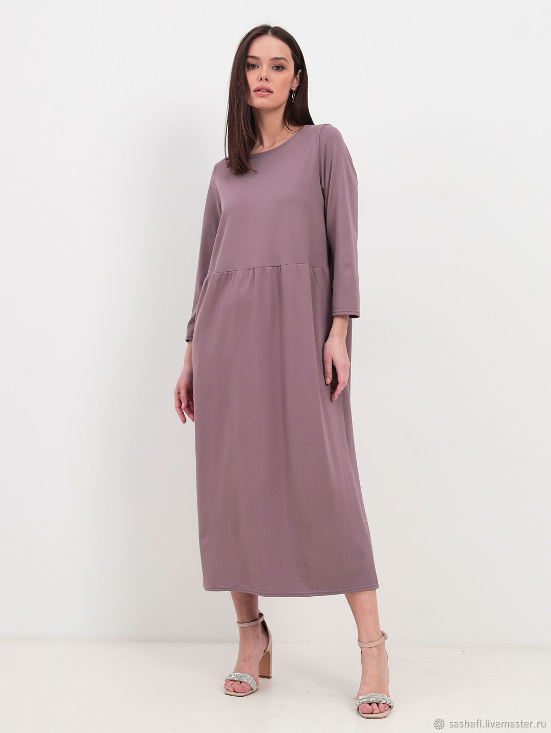 Платье в цвете пепельной розы, платье свободное , платье повседневное ...