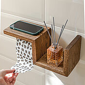 Для дома и интерьера handmade. Livemaster - original item Toilet paper holder with light oak shelf. Handmade.