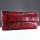 Women's clutch made of genuine python leather IMP0032R, Clutches, Moscow,  Фото №1