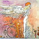 Картина принт+акварель, ангел девушка с крыльями "Молитва", Картины, Астрахань,  Фото №1