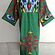 Uzbek robe made of suzane and ikat. Boho coat, caftan. S050. Robes. businka34. Online shopping on My Livemaster.  Фото №2