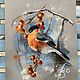 Winter bullfinch. Original. Pastel, Pictures, St. Petersburg,  Фото №1