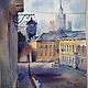 Watercolor painting Moscow (cityscape blue brown). Pictures. Pastelena. My Livemaster. Фото №4