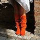 botas: Botas altas de piel de Pony de otoño-naranja. High Boots. Febe-handmade. Интернет-магазин Ярмарка Мастеров.  Фото №2