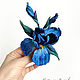 Brooch made of iris blue leather. Brooches. natalya-4 (natalya-4). My Livemaster. Фото №4