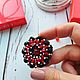 Order Brooch-pin: Brooch red black round Czech glass. A surprising number. Livemaster. . Brooches Фото №3