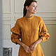 Mustard linen dress with a stand-up collar, Dresses, Kaliningrad,  Фото №1
