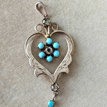 Винтаж ручной работы. Ярмарка Мастеров - ручная работа Винтаж: Кулон с бирюзой. Handmade.