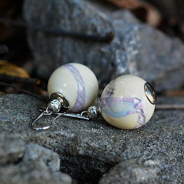 Украшения ручной работы. Ярмарка Мастеров - ручная работа Серьги "Пломбир" авторский лэмпворк. Handmade.