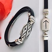 Украшения handmade. Livemaster - original item Bracelet with rune Teyvaz, silver, runic mens bracelet negotiable. Handmade.