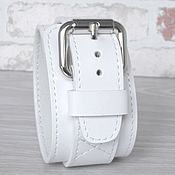 Украшения handmade. Livemaster - original item White Leather Bracelet, White Leather Bracelet. Handmade.